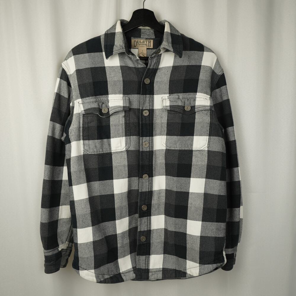 Duluth Trading Co Black & White Buffalo Plaid Shirt Jacket